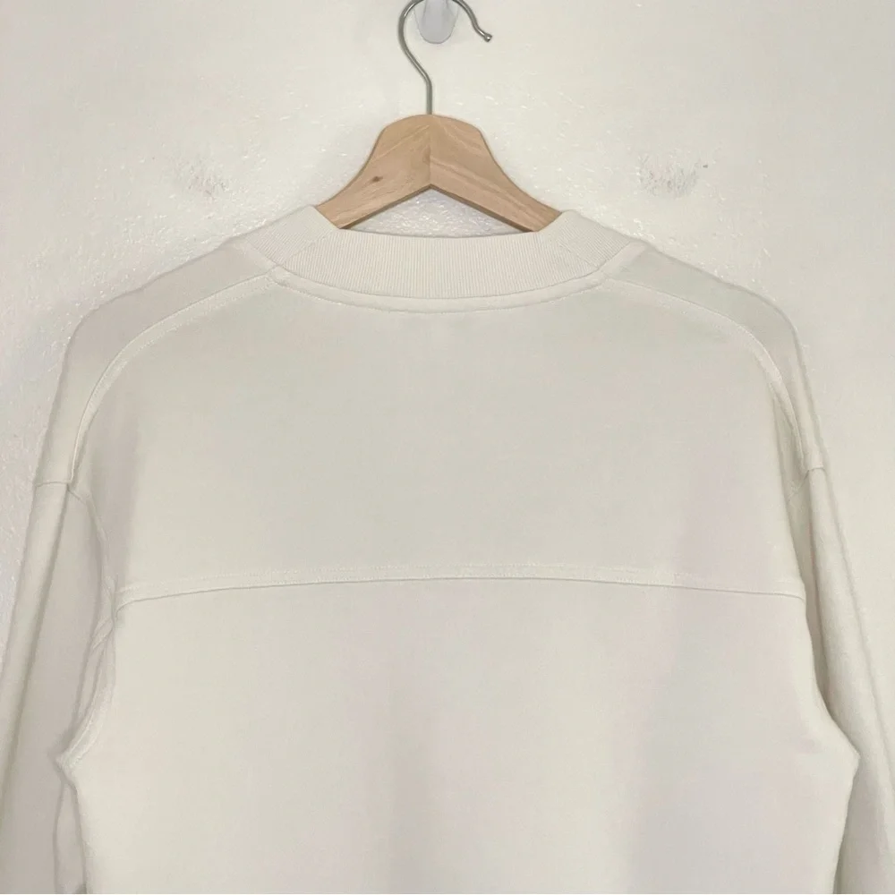 Vince French Terry Oversized Cardigan V Neck Button Front Sweater Bone XXS